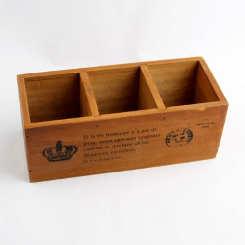 2 PCS Crown Wooden Sundries Storage Box Desktop Drawers Cosmetics Jewelry Organizer Cabinets(Retro Color)