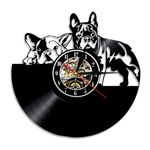 European Retro Living Room Decoration Vinyl Record Dog Wall Clock Wall Lamp Without Light