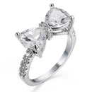 Female Fashion Lovely Bowknot Design Zircon Ring, Ring Size:6