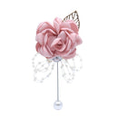 Cloth Flower Pearl Brooch Coat Accessories(Champagne Powder)