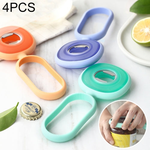 4 PCS Labor-saving Anti-skid Can Opener Multi-function Beer Bottle Opener Random Color Delivery