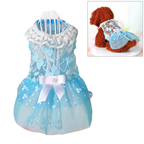 AB060 Lovely Cat Dress Lace Wedding Skirts Dresses for Pets Party Costume, Size:S(Blue)