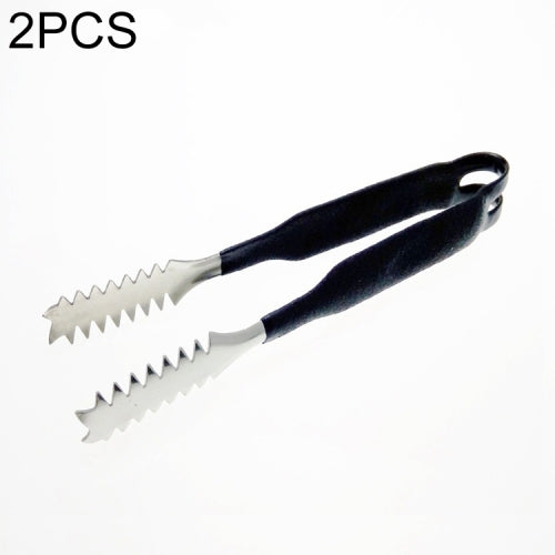 2 PCS Stainless Steel Light Body Small Sugar Clip Cube Sugar Clip Thickened Ice Clip, Specification:9 Inches Black Handle