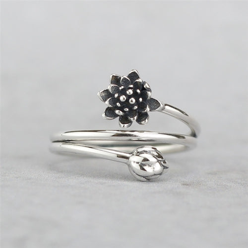 Vintage Ethnic Style Lotus Ring Temperament Flower Ring