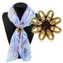 Retro Flower Three-Ring Silk Scarf Button(Gold)