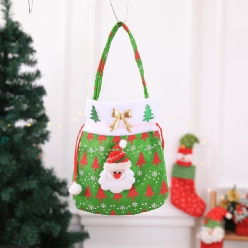 2 PCS Christmas Print Gift Bag Christmas Ornament(Green Old Man)