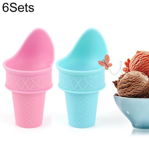 6 Sets 2 in 1 Ice Cream Tray Creative Homemade Ice Cream Cup Tray Set(Pink+Blue)