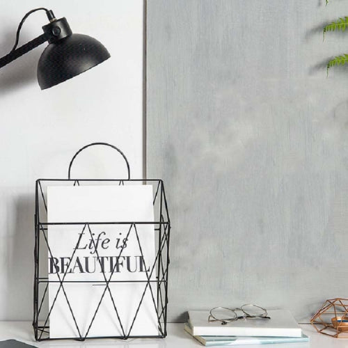 Newspaper and Magazine Sundries Metal Decorative Storage Basket(Black)