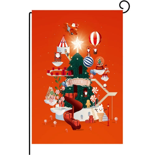 4 PCS Flax Garden Flag Christmas Decoration Banner(1 Star Christmas Tree)