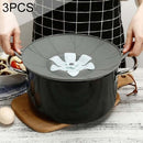 3 PCS Silicone Flower Shape Anti-overflow Pot Lid Fresh-keeping Lid Rotatable Lid(Gray)