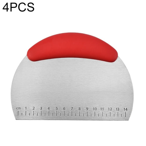 4 PCS Stainless Steel Noodle Cutter Rice Flour Scraper Dough Cutting Knife(Red)