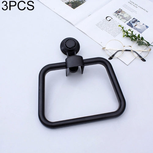 3 PCS Multifunctional Toilet Suction Cup Towel Ring Rack(Black)