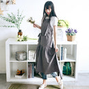 Cotton Linen Fishtail Long Slim Fit Apron Florist Manicure Shop Overalls(Gray)