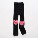 Combed Cotton Children Leggings Knee Mouth Love Stars Children Tights Pantyhose, Size:105cm(Black Heart)