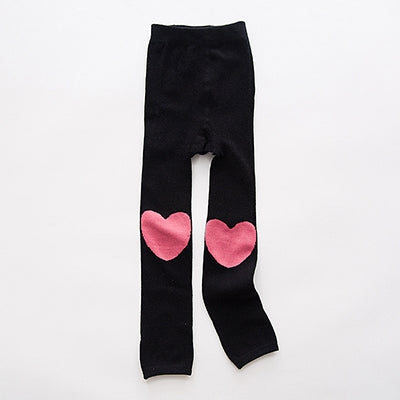 Combed Cotton Children Leggings Knee Mouth Love Stars Children Tights Pantyhose, Size:105cm(Black Heart)