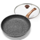 Thick Maifan Stone Wok Household Cooking Pans Multifunctional Suitable for Induction Cooker Gas Stove, Size:28cm Grey Frying Pan With Lid