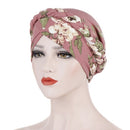 2 PCS Women Printed Brushed Milk Silk Turban Hat Short Pullover Hat, Size:One Size(Hide Powder)