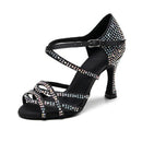 Sequins Gradient Gold-plated Latin Dance High Heels Shoe for Women, Shoe Size:43(Black)