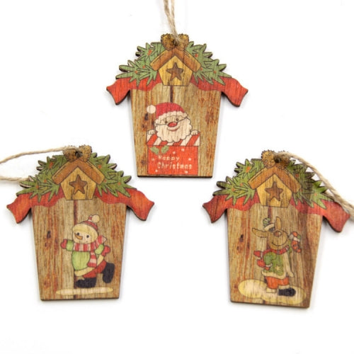 5 PCS Christmas Wooden Creative House Accessories Scene Decoration(Mix Styles)