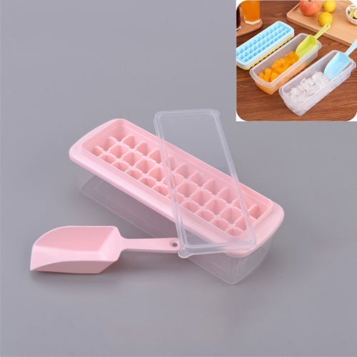 Creative 33 Grid DIY Ice Cube Box Plastic Homemade Ice Cube Mould with Cover & Shovel(Pink)