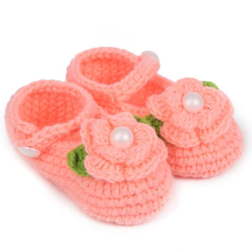 Handmade First Walkers Newborn Baby Infant Crochet Knit Toddler Shoes(Skin Pink)