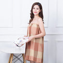 Women Breathable Plaid Bath Towel(Military Green)