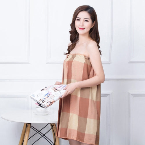 Women Breathable Plaid Bath Towel(Military Green)