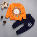 2 in 1 Spring Cartoon Lion Pattern Long Sleeve Pullover Top + Pants Children Clothes Sports Set, Height:110cm(Lion Orange)