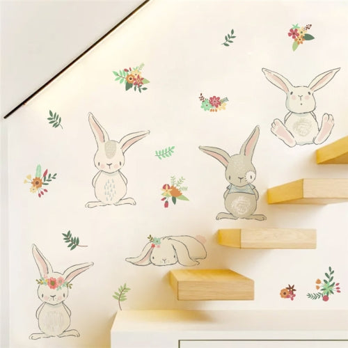 Cute Rabbit Wall Stickers Children Room DIY Wall Decoration Removable Stickers