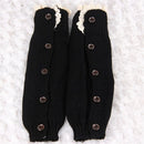 Children Lace Sock Cover Button Knit Wool Foot Warmer(Black)