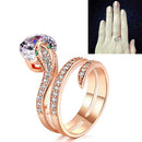 Vintage Serpentine Gemstone Ring Zircon Rose Gold Ring, Ring Size:10(White)
