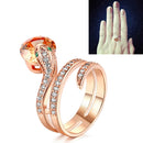 Vintage Serpentine Gemstone Ring Zircon Rose Gold Ring, Ring Size:9(Orange)