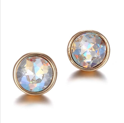 3 PCS Rhinestones Geometric Stud Earrings Gifts for Women, Metal Color:gold with white