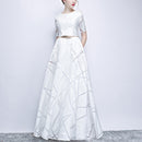 Short Sleeved Long Slim Slimming Elegant Banquet Formal Dress, Size:XL(White)