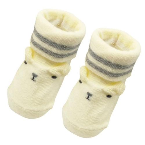 Cartoon Newborn Baby Non-Slip Cotton Socks, Baby Age:0-6 Months(Yellow)