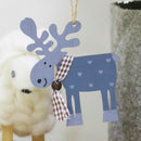 2 PCS Christmas Wooden Elk Pendant Christmas Tree Ornaments Christmas Fecorations(Navy Blue)