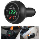 3 In 1 Car USB Charger Car Cigarette Lighter With Voltage Detection Display Multi-function Monitoring Table(Red Green)