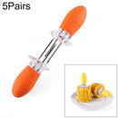5 Pairs Outdoor BBQ Stainless Steel Corn Fork Fruit Fork Corn Device(Orange)
