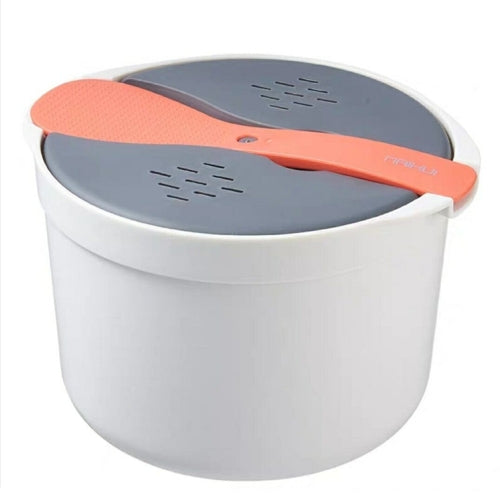 Kitchenware Microwave Oven Utensils Rrice Cooker Heating Steamer Pot Steamed Rice Box(Bright Orange)