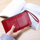 Women Zip Wallet Long Clutch Multi Card Holder Wallet Wrist Wallet(Red)