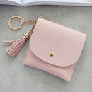 Fashion Women Wallet Short Leather Mini Casual ID Card Holders Bags Ladies Coin Clutch Tassel Bag(Pink)