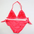 2 PCS Ruffle Girl Bikini Halter Top Children Swimwea, Size:6 Years(Red)