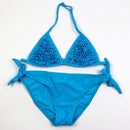 2 PCS Ruffle Girl Bikini Halter Top Children Swimwea, Size:10 Years(Blue)