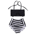 Cute Baby Girl Bikini Striped Triangle Bow Bathing Suit Proud Princess Beachwear, Size:80(Black)
