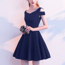 Summer Slim Party Banquet Dress Birthday Party Dress, Size:S(Navy)