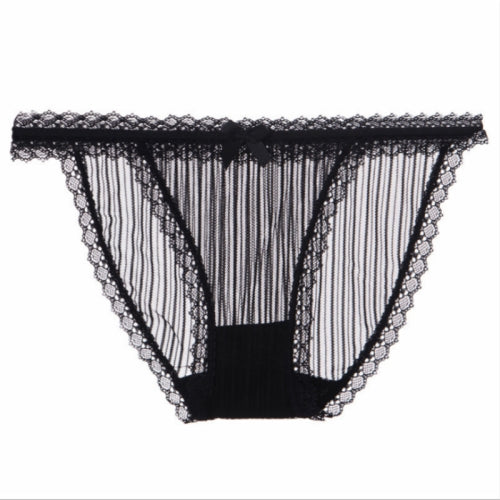 3 PCS Breathable Low Waist Sexy Lace Panties, Size:One Size(Black)