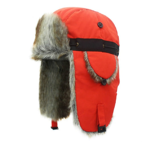 Orange Brown Fur Winter Outdoor Padded Adjustable Head Circumference Ski Hat Warm Ear Protected Cap Flight Hats