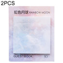 2 PCS Square Beautiful Planet Sticky Sticky Tearable Sticky Oil Painting Notepad(Rainbow Moon)