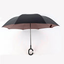 Hands-free Reverse Double-layer Straight Pole All-weather Umbrella, Size:23 Inch(Brown)