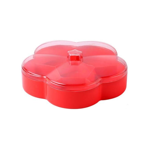 Single Layer Flower-shaped Transparent Wedding Candy Snack Dried Fruit Storage Box(Red)